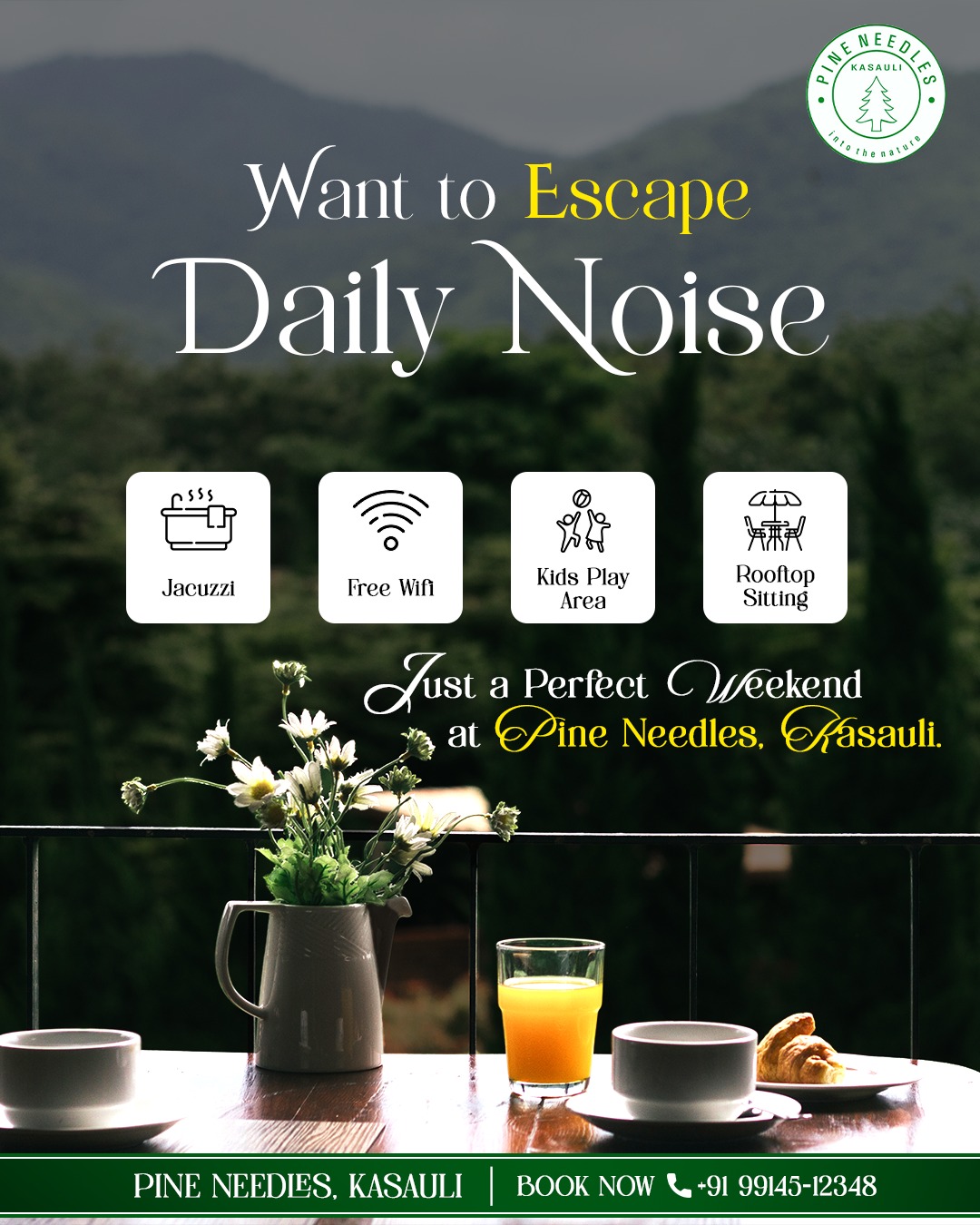 Mountain vista at sunrise from balcony